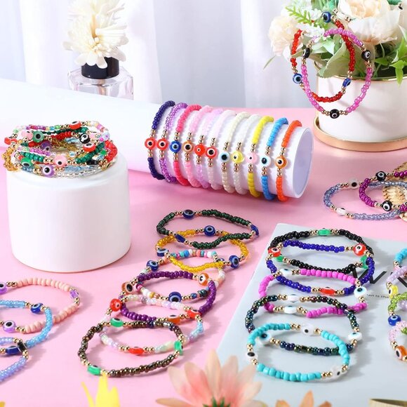 96Pcs Colorful Evil Eye Bracelets Gift Set for Women & Men - Picture 4 of 7